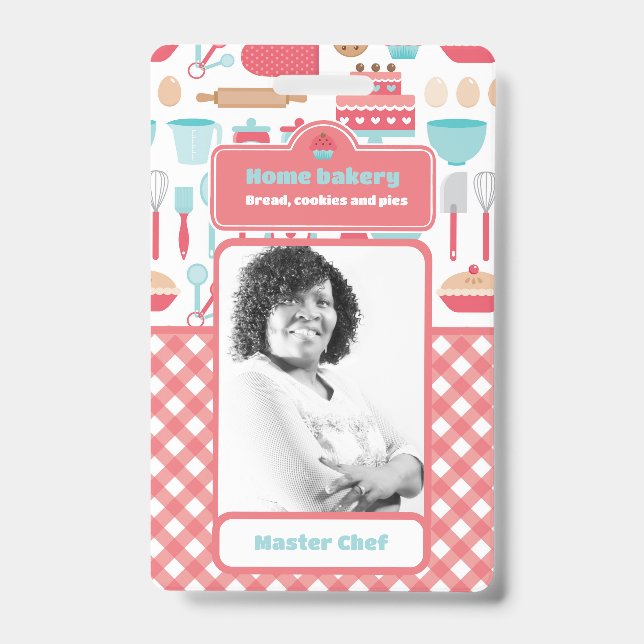 Customisable Home Bakery Professional Chef Photo  ID Badge (Front)