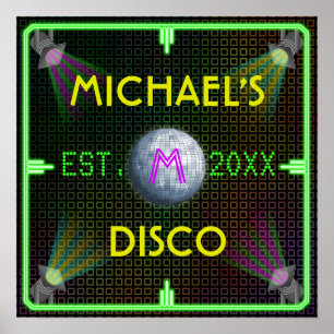 Customisable Home Bar 1970's Disco Ball Poster