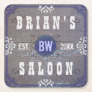 Customisable Home Bar Beer Saloon Square Paper Coaster