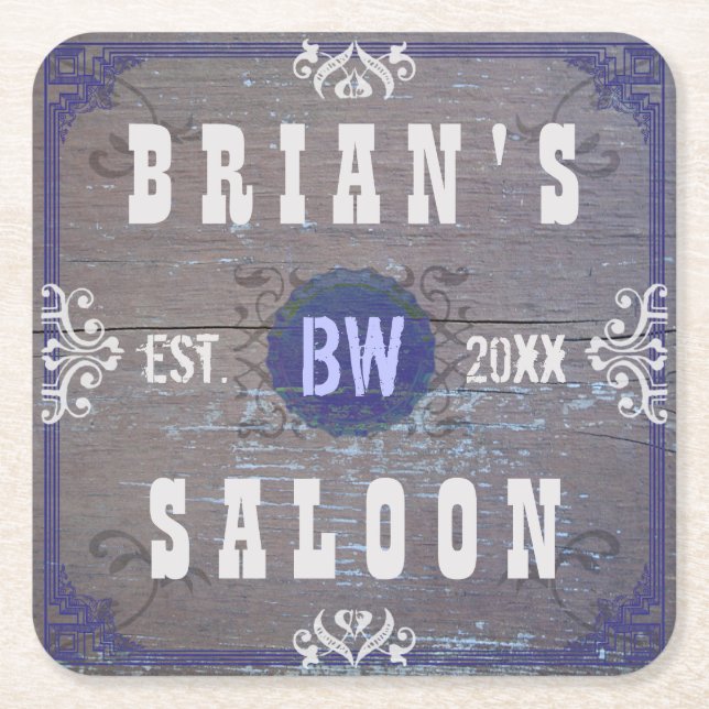 Customisable Home Bar Beer Saloon Square Paper Coaster (Front)