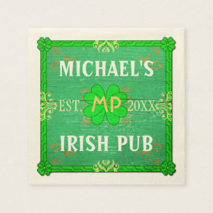 Customisable Home Bar: Green Irish Pub Napkin