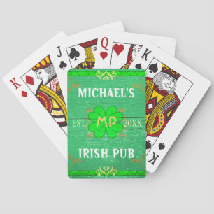 Customisable Home Bar: Green Irish Pub Playing Cards