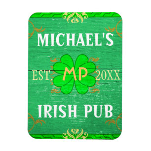 Customisable Home Bar Irish Pub Green Magnet