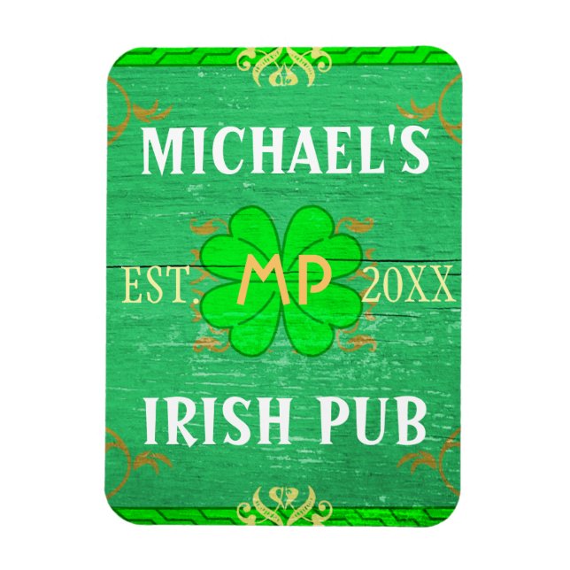 Customisable Home Bar Irish Pub Green Magnet (Vertical)