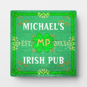 Customisable Home Bar Irish Pub Green Plaque