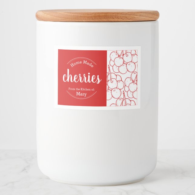 Customisable Home Made Cherries Food Label (Front)