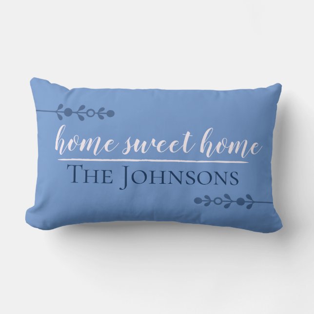 Customisable Home Sweet Home Blue Lumbar Pillow (Front)