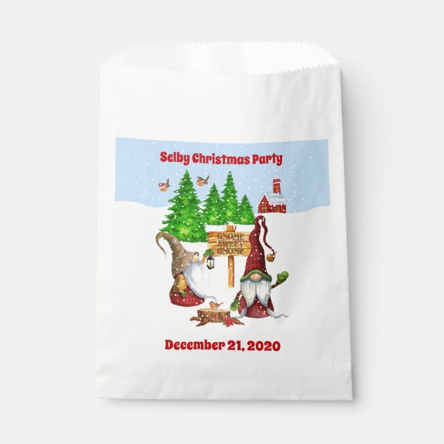 Customisable Home Sweet Home Gnome Winter Scene Favour Bag (Front)