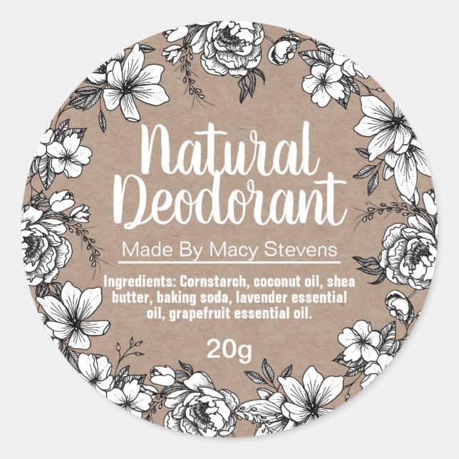 Customisable Homemade Deodorant Label (Front)