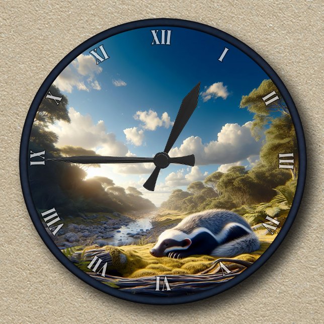 Customisable Honey Badger  Round Clock (Creator Uploaded)