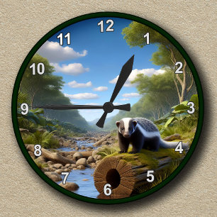 Customisable Honey Badger Round Clock