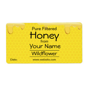 Customisable Honey Labels Honeycomb Add Your Name