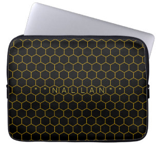 Customisable Honeycomb Pattern Black Dark Chic Laptop Sleeve