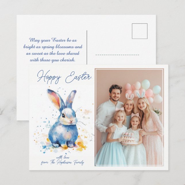 Customisable 🐇Hoppily Ever After Holiday Postcard (Front/Back)