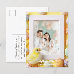 Customisable 🐣 Hoppy Chick & Family Fun Holiday Postcard