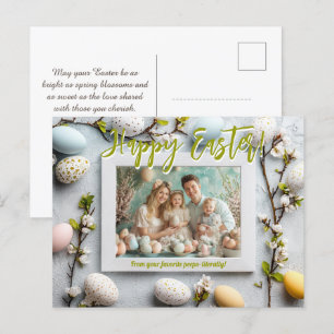 🐰🥚🌸Customisable 🐇Hoppy Easter Wishes Holiday Postcard