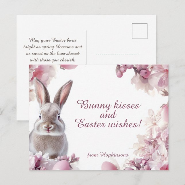 Customisable 🐇Hoppy Easter Wishes Holiday Postcard (Front/Back)