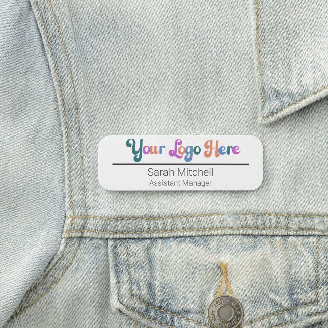 Customisable Horizontal Logo Title Employee Name Tag (Creator Uploaded)