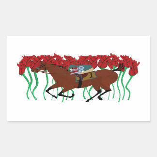 Customisable Horse Racing w/ Roses Design Rectangular Sticker