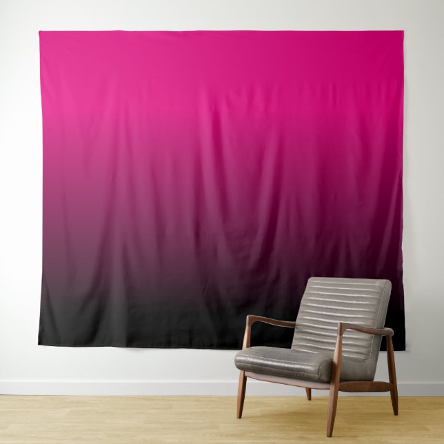 Customisable Hot Pink and Black Ombre Tapestry (In Situ (Horizontal))