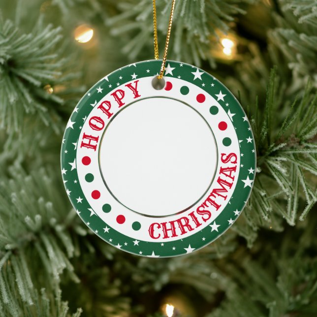 Customisable House Rabbit | Hoppy Christmas Photo Ceramic Ornament (Tree)