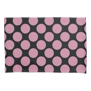 Customisable Huge Polka Dots any Colour on Black Pillowcase