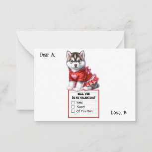 Customisable Husky Puppy Valentine  Card