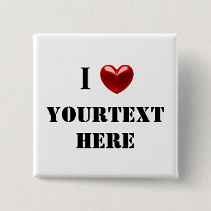 Customisable i heart 15 cm square badge