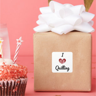 Customisable I heart Quilling 1.5" Square Stickers