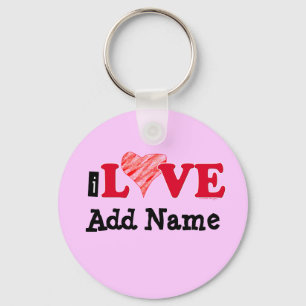Customisable I Love Blank T-shirts and Gifts Key Ring
