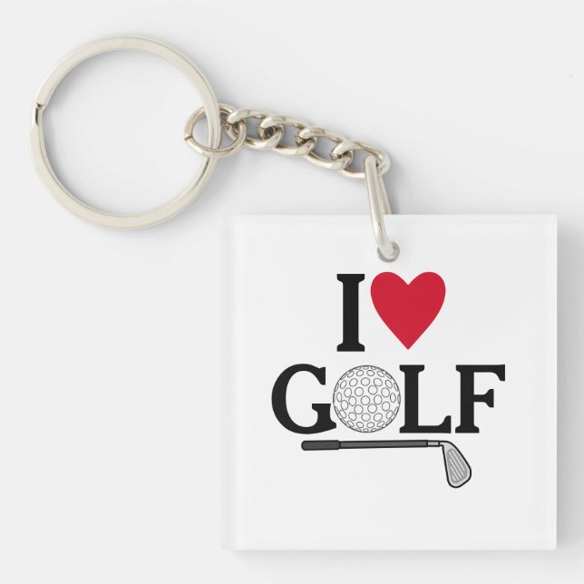 Customisable I love Golf Balls Key Ring (Front)