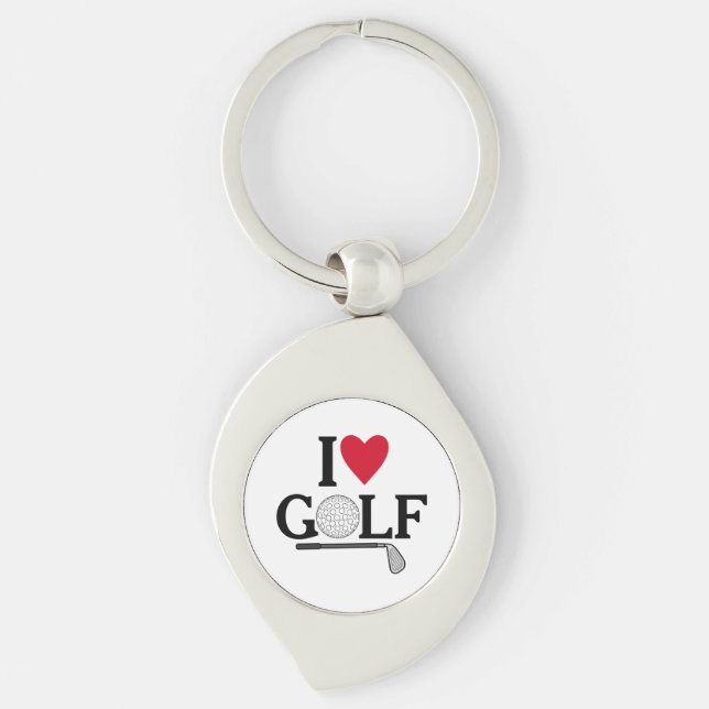 Customisable I love Golf Balls Key Ring (Front)