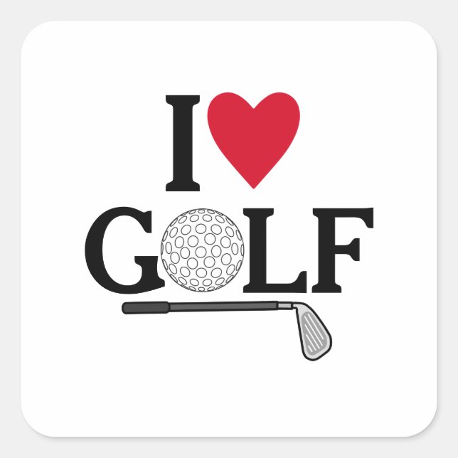 Customisable I love Golf Balls Square Sticker (Front)