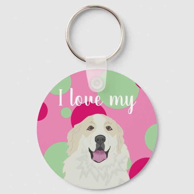 Customisable I love my Great Pyrenees Key Ring (Front)