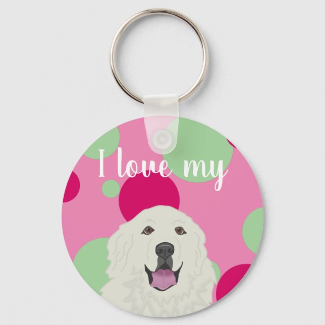 Customisable I love my Great Pyrenees  Key Ring (Front)