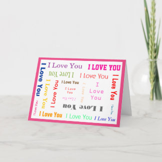 Customisable-I Love you Card with aHot Pink Border