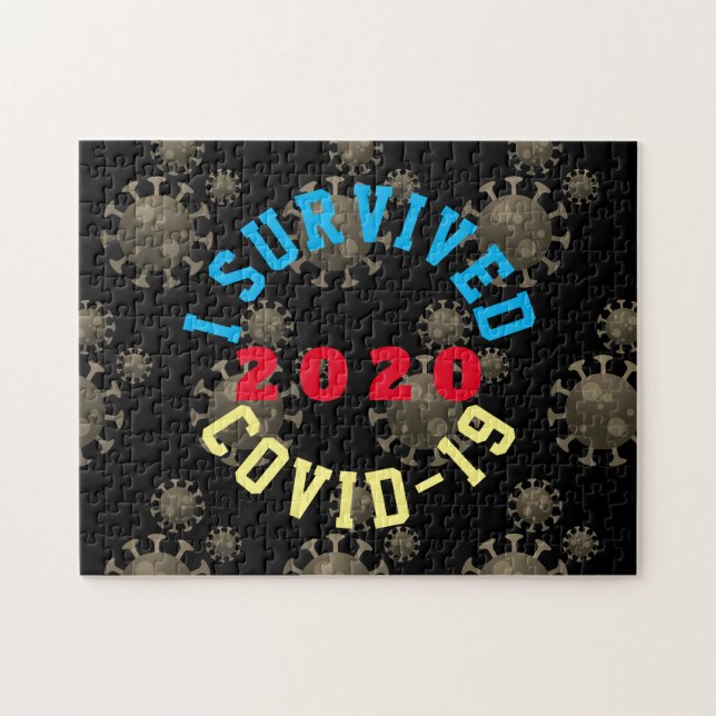 Customisable I survived COVID-19 2020 circle Jigsaw Puzzle (Horizontal)