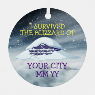 Customisable I survived the blizzard Metal Tree Decoration