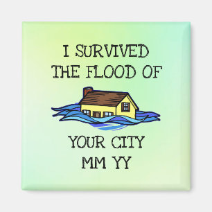 Customisable I survived the flood green Magnet