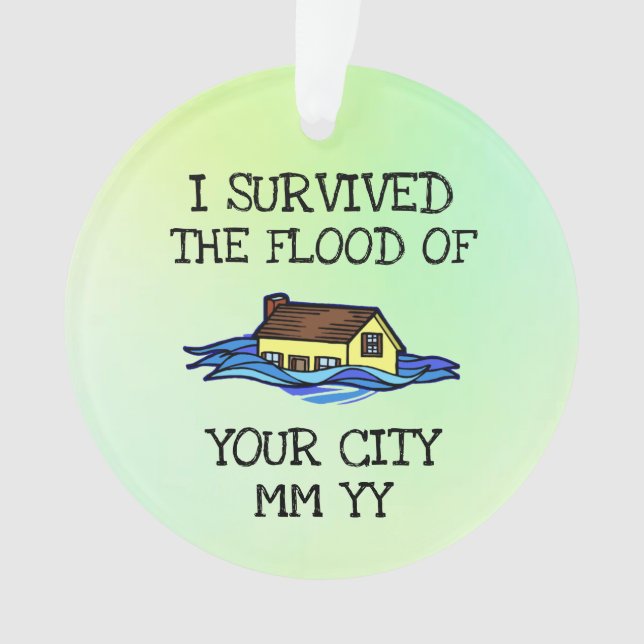 Customisable I survived the flood green Ornament (Front)