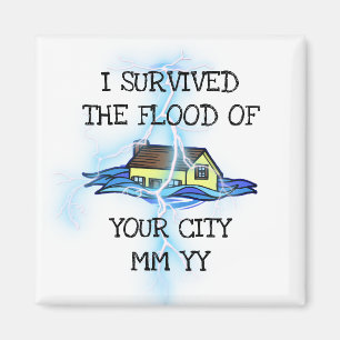 Customisable I survived the flood lightning bolt Magnet