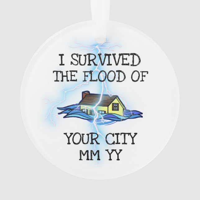 Customisable I survived the flood lightning bolt Ornament (Back)