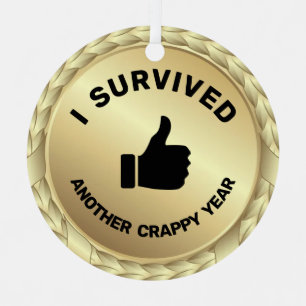 Customisable I survived thumb up medal funny Metal Tree Decoration