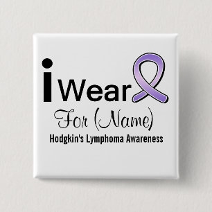 Customisable I Wear a Hodgkin's Lymphoma Ribbon 15 Cm Square Badge