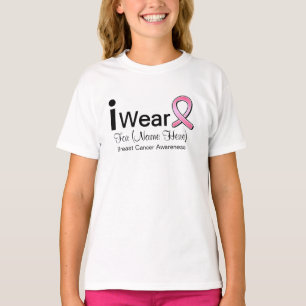 Customisable I Wear Breast Cancer Ribbon T-Shirt