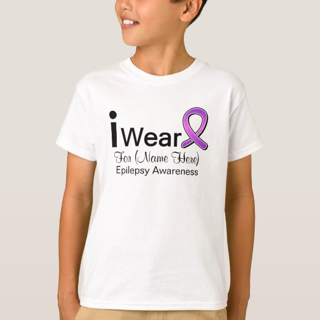 Customisable I Wear Epilepsy Ribbon T-Shirt (Front)
