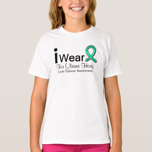 Customisable I Wear Liver Cancer Ribbon T-Shirt (Front)