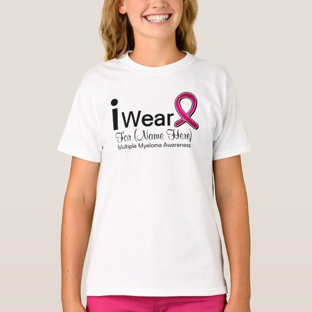 Customisable I Wear Multiple Myeloma Ribbon T-Shirt (Front)