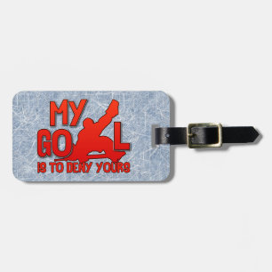 Customisable Ice Hockey Goalie Quote Luggage Tag