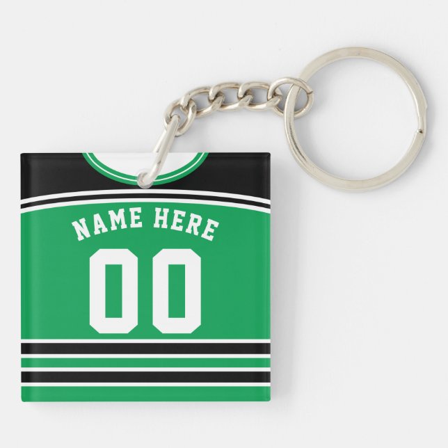 Customisable Ice Hockey Uniform Keyring, Lacrosse Key Ring (Back)